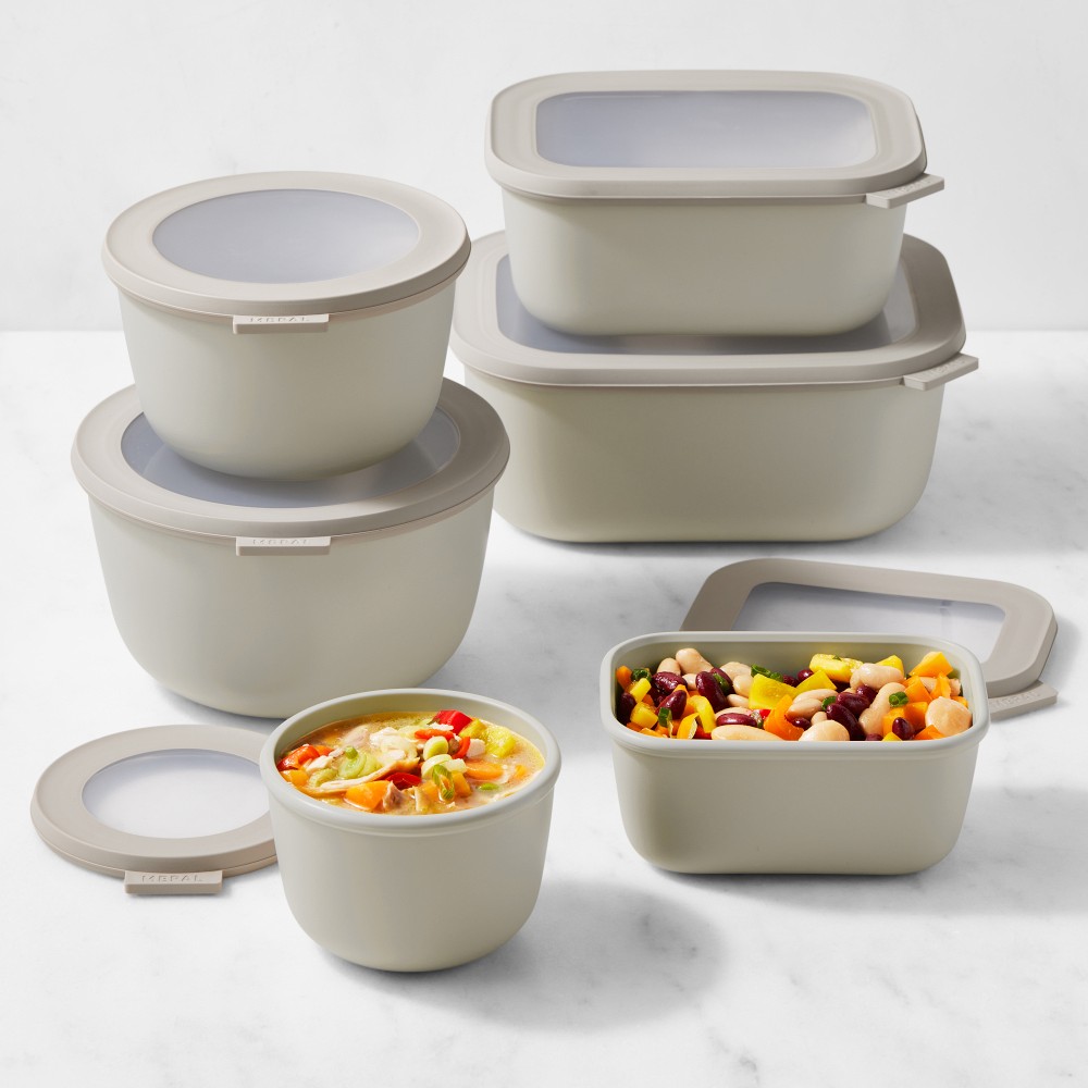 Mepal Nested Food Storage Containers, 12-Piece Set - 12-Piece Set, Nordic White