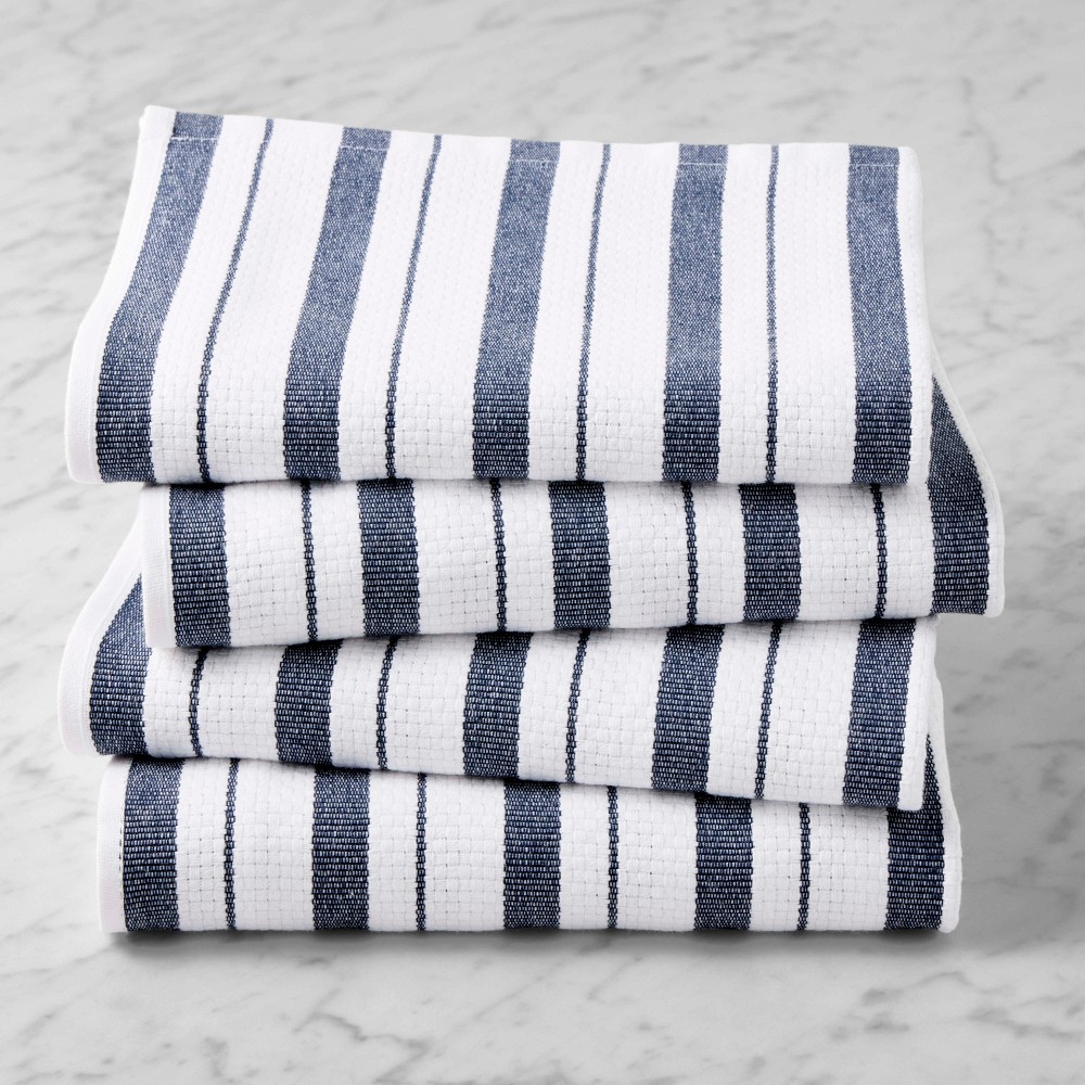 Williams Sonoma Classic Stripe Towels - Set of 4, Navy Blue