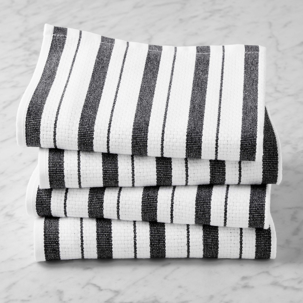 Williams Sonoma Classic Stripe Towels - Set of 8, Jet Black