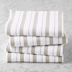 Williams Sonoma Classic Stripe Towels, Set of 4, Drizzle Grey