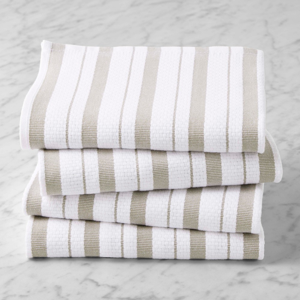 Williams Sonoma Classic Stripe Towels - Set of 4, Drizzle Grey