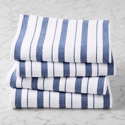 Williams Sonoma Classic Stripe Towels, Set of 4, Bright Blue