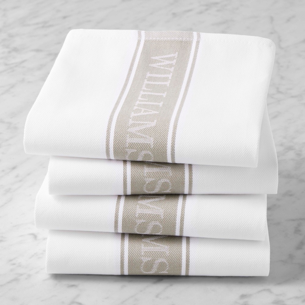 Williams Sonoma Classic Logo Towels - Set of 4, Drizzle Grey