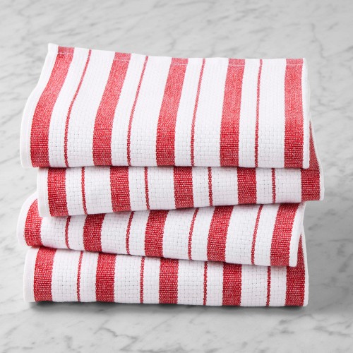 Williams Sonoma Classic Stripe Towels, Set of 4, Claret Red