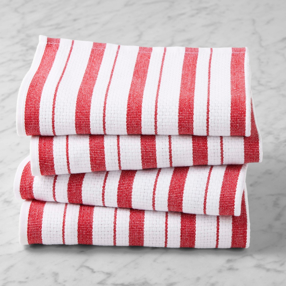 Williams Sonoma Classic Stripe Towels - Set of 4, Claret Red