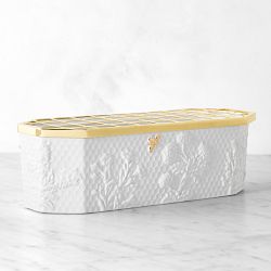 Honeycomb Rectangular Vase with Frog