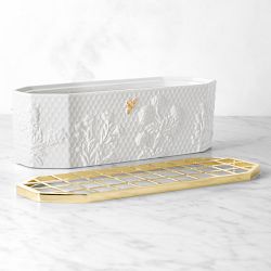 Honeycomb Rectangular Vase with Frog