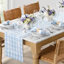 Embroidered Gingham Table Runner