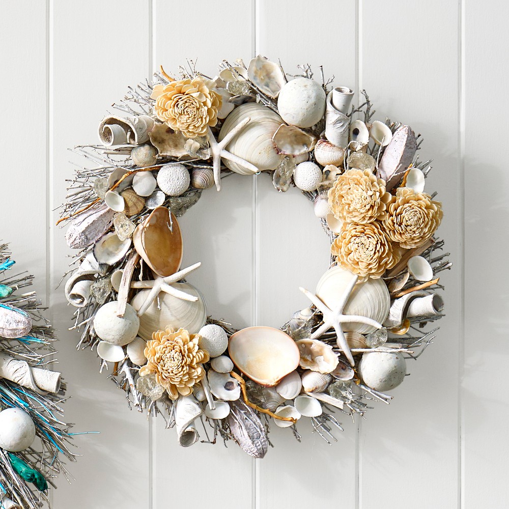 Bleached Fleur De Sel Live Wreath - 20"
