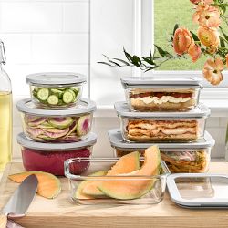 Hold Everything Glass Food Storage Containers with Glass Lids, 14-Piece Set