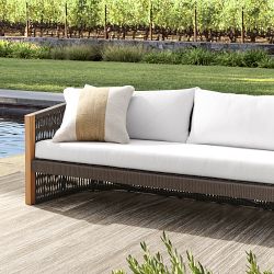 Pasadena Outdoor Teak and Brown Rope Sofa (76")