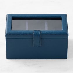 Blue Faux Leather Watch Box