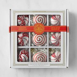 Peppermint Candy Ornaments, Set of 9