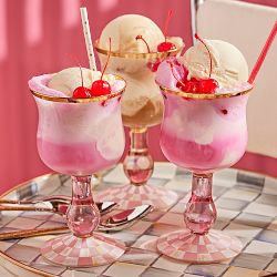 MacKenzie-Childs Rosy Check Wine Glass