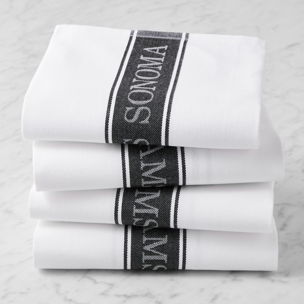 Williams Sonoma Classic Logo Towels - Set of 8, Jet Black