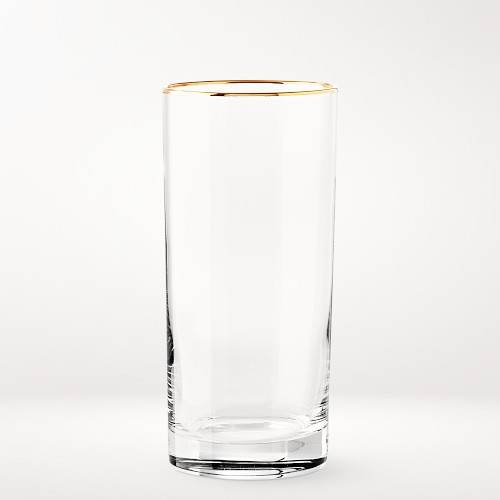 Gold Rim Highball Glasses, Set of 4