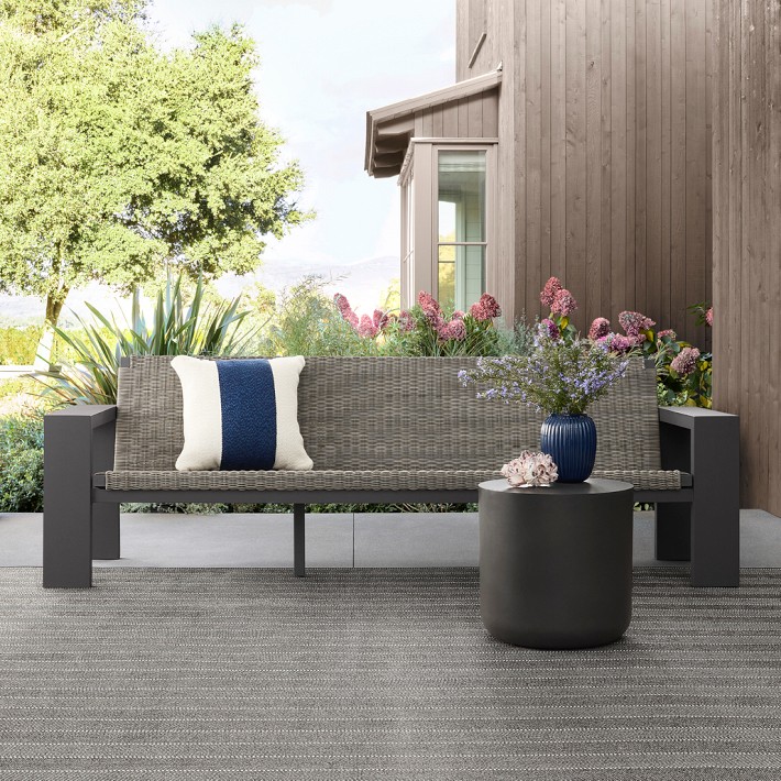 Larnaca Outdoor Slate Grey Metal Sofa | Williams Sonoma