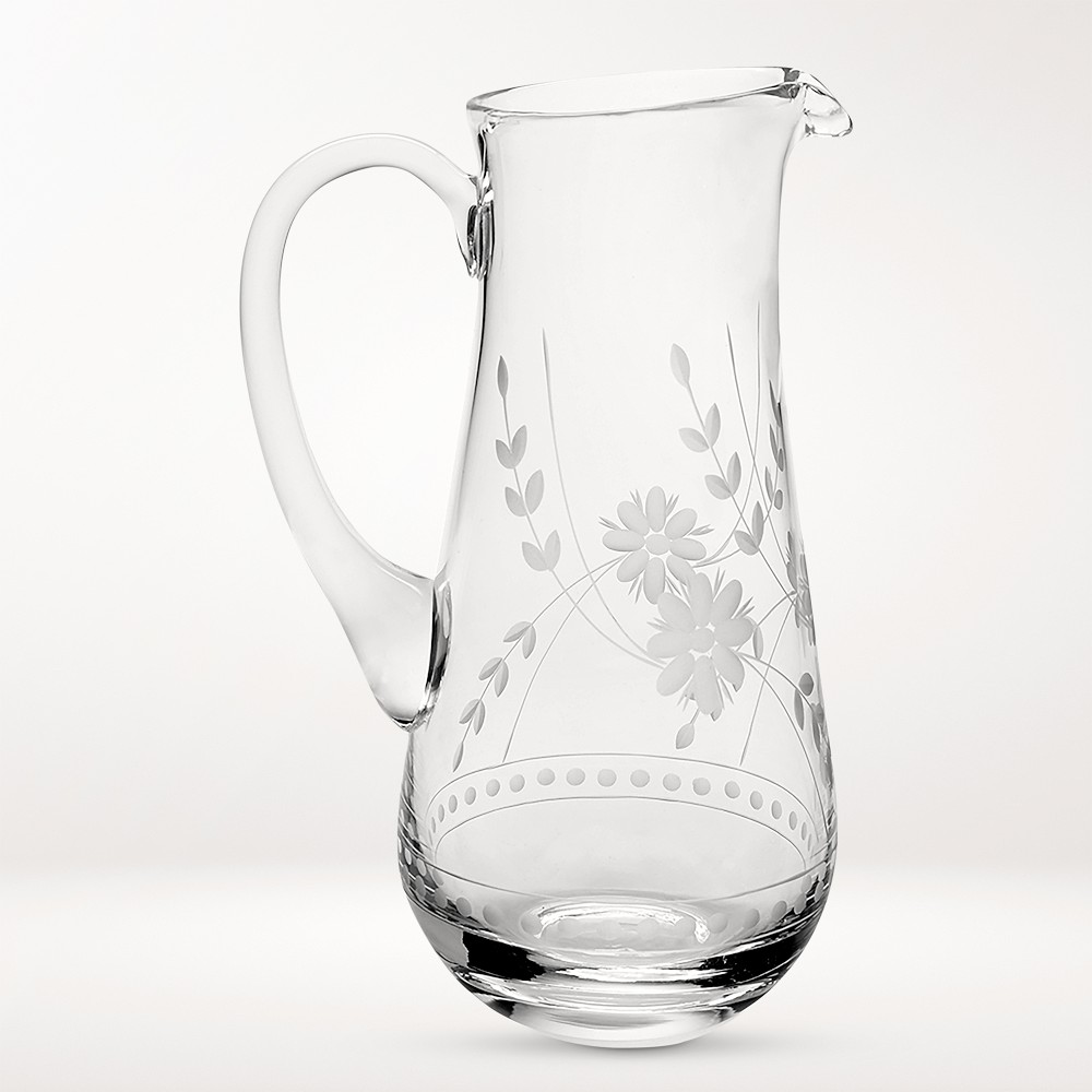 Vintage Etched Pitcher - Clear