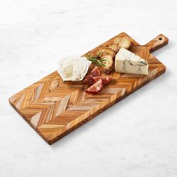 OPEN BOX: Herringbone Rectangular Teak Cheese Board, Large