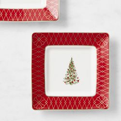 Noel Square Appetizer Plates, Set of 4, Red