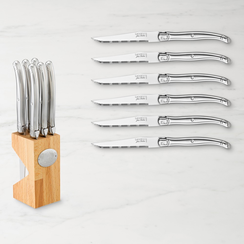 Laguiole Jean Dubost Steak Knives Block, Set of 6 - Stainless-Steel