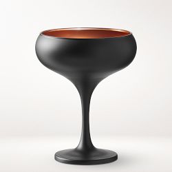 Black Matte & Copper Coupe Glasses, Set of 4