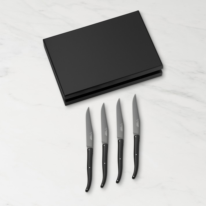 Laguiole en Aubrac Steak Knife Set, Black Paperstone