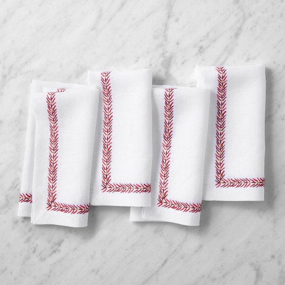 Leaf Garland Embroidered Napkins, Set of 4
