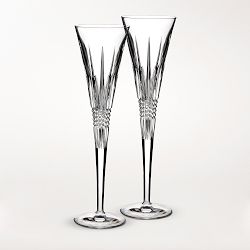 Waterford Lismore Diamond Toasting Champagne Flute Glasses, Set of 2