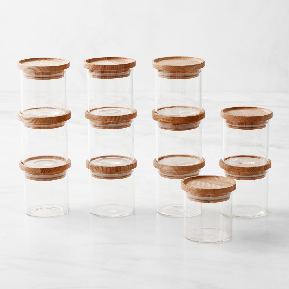 Hold Everything Stackable Spice Jars - Ashwood, Set of 12