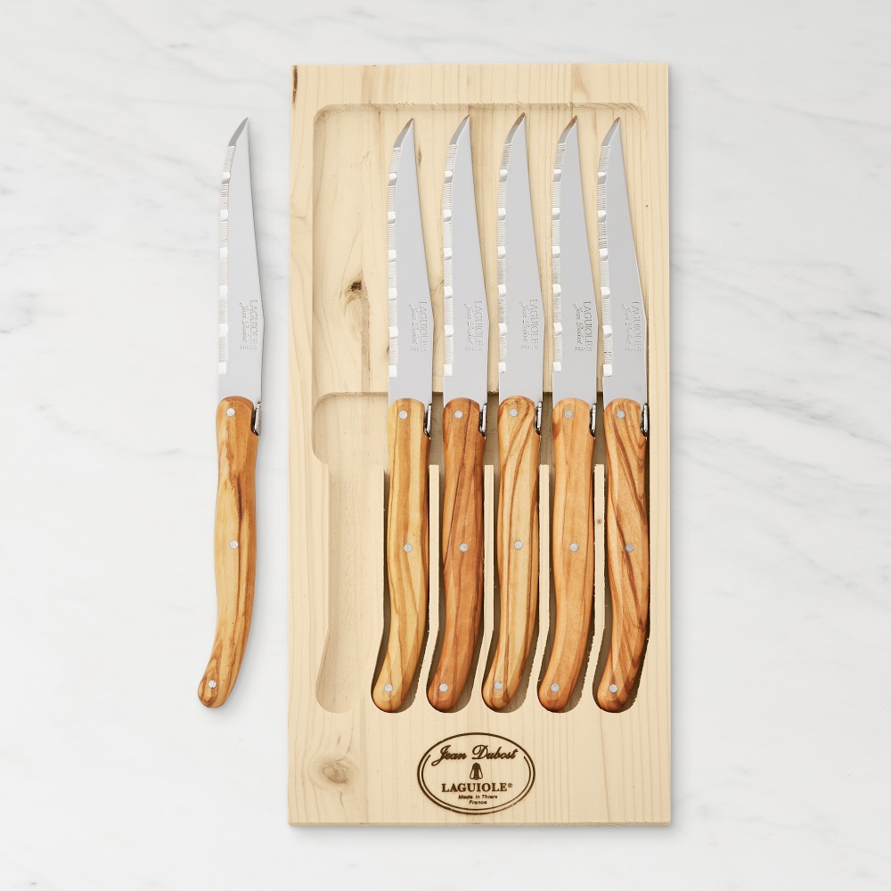 Jean Dubost Laguiole Steak Knives, Set of 6 - Set of 6, Olivewood