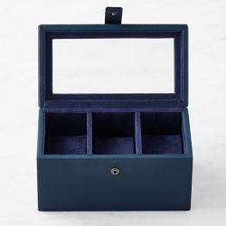 Blue Faux Leather Watch Box