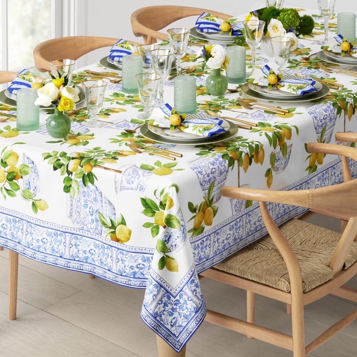 Damask Tablecloth, Charcoal Cotton | Williams Sonoma