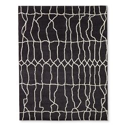 Moroccan Wave Hand Knotted Rug, Black