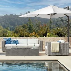 8' Rectangular Performance Cantilever Umbrella, Powder Coat Aluminum Finish