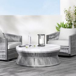 Pasadena Outdoor Metal and Rope Swivel Chair