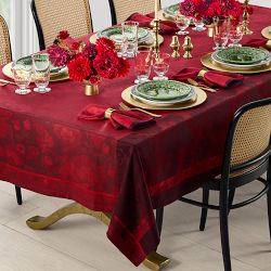 Filomena Jacquard Tablecloth, 70"x108", Crimson