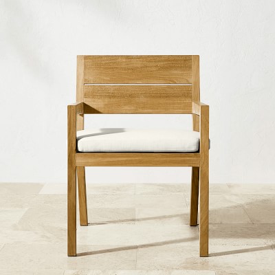 Dining Armchair with Sunbrella Performance Canvas, White Cushion