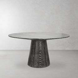 Tioga Round Dining Table, Black Cerused