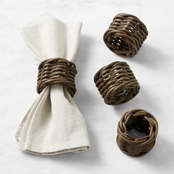 Dark Woven Napkin Rings, Set of 4, Dark Brown