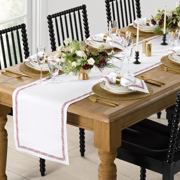 Leaf Garland Embroidered Table Runner