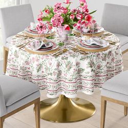 Painted Vine Round Tablecloth, Pink