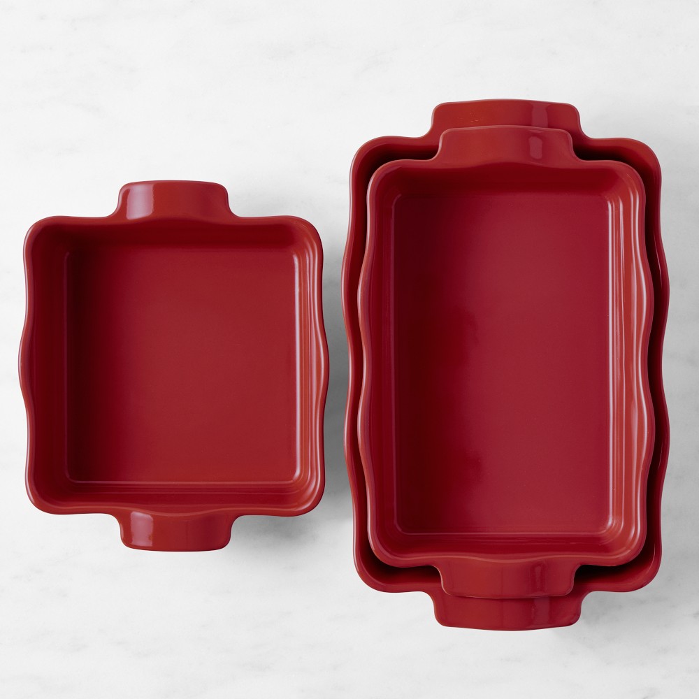 Emile Henry French Ceramic Ruffled Baker - Set of 3