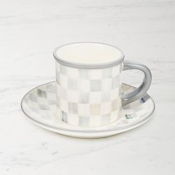 MacKenzie-Childs Sterling Check Espresso Cup & Saucers, Set of 2