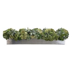 Faux Succulent & Sedum Arrangement in Table Runner Vase, 10"