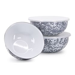 Golden Rabbit Enamel Mixing Bowls, Set of 3