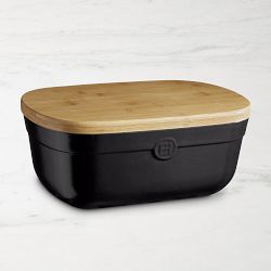 Emile Henry French Ceramic Bread Box, Truffle