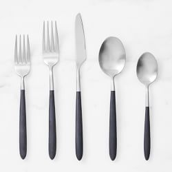 Fortessa Velo 5-Piece Flatware Set, Black and Stainless-Steel