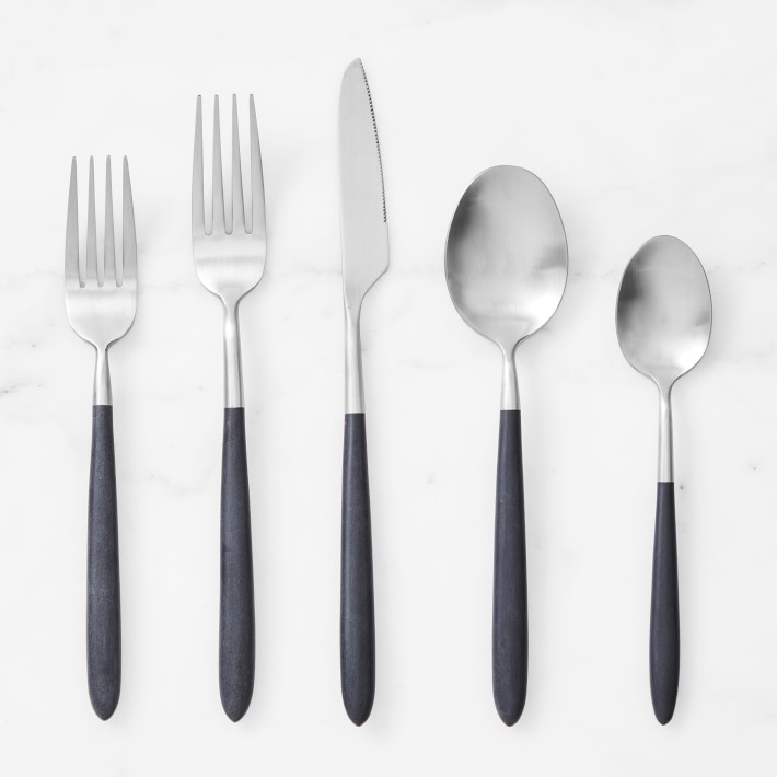 Fortessa Velo 5-Piece Flatware Set, Black and Stainless-Steel