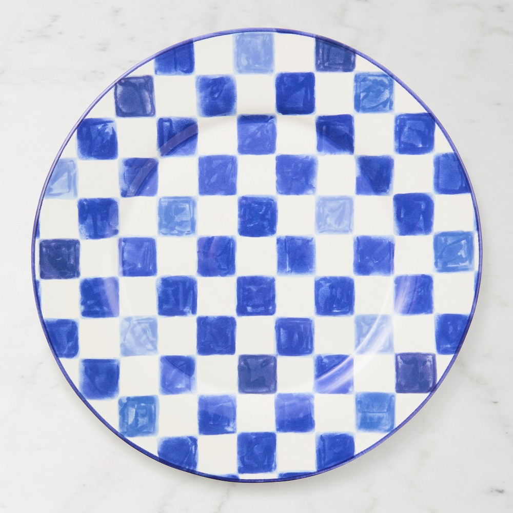 MacKenzie-Childs Stoneware Check Round Platter - Indigo